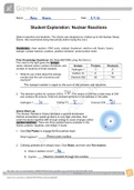 Gizmos Student Exploration| Nuclear Reactions Answer Key