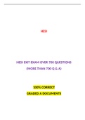 HESI EXIT EXAM OVER 700 QUESTIONS: LATEST-2021, 100 % CORRECT