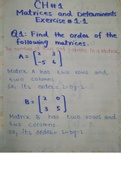 9th class math notes of Chapter 1 (Matrices and Determinants), Exercise 1.1