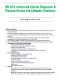 NR603 / NR-603 Week 1 Quiz Study Guide (Latest): Advanced Clinical Diagnosis and Practice Across the Lifespan Practicum - Chamberlain