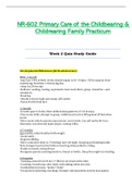 NR602 / NR-602 Week 2 Quiz Study Guide (Latest): Primary Care of the Childbearing & Childrearing Family Practicum - Chamberlain