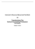 Test bank for Transforming the School Counseling Profession, 5th Edition, Bradley T. Erford.