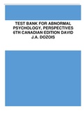 Test Bank for Abnormal Psychology, Perspectives 6th Canadian Edition David J.A. Dozois