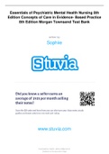 Essentials of Psychiatric Mental Health Nursing Concepts of Care in Evidence-Based Practice 8th Edition morgan townsend test bank.