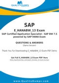 SAP E_HANABW_13 Dumps - Prepare Yourself For E_HANABW_13 Exam
