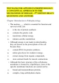 TEST BANK FOR APPLIED PATHOPHYSIOLOGY A CONCEPTUAL APPROACH TO THE MECHANISMS OF DISEASE - 3RD EDITION BRAUN QUESTIONS AND ANSWERS