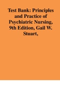 Test Bank: Principles and Practice of Psychiatric Nursing, 9th Edition, Gail W. Stuart