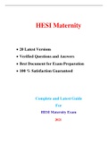 HESI RN MATERNITY OB EXAM (20 VERSIONS, 1200+ Q & A, NEWEST-2021) / RN HESI MATERNITY OB EXAM / MATERNITY OB HESI RN EXAM |COMPLETE GUIDE, SATISFACTION GUARANTEED|