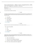 NUTRI 100 Week 2 Quiz: Supplements, CAM, and the Digestive System Questions and Answers Graded A.