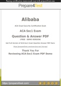 Alibaba Cloud Certified Associate Certification - Prepare4test provides ACA-Sec1 Dumps