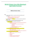 NR601 / NR-601 Midterm Review Weeks 1 – 4 Notes BUNDLE (Latest 2021 / 2022): Primary Care of the Maturing & Aged Family Practicum - Chamberlain