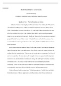 Culture  of  Assessment.docx    NURS2092  Health/Illness Influence on Assessments  Rasmussen College  COURSE#: NURS2092 Section RJPB1A0Z Health Assessment  Quality of Life €“ Plan for Intention and Action  Cultural awareness is an integral part of any ass