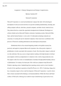 BUS  499  Assignment  1.docx  Bus-499  Assignment 1: Strategic Management and Strategic Competitiveness  Business Capstone 499  Microsoft Corporation  Microsoft Corporation is a renowned multinational company that deals with technological development. It 