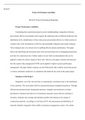 Project  Performance  Assignment  .docx    BUS419  Project Performance and Risks  BUS419: Project Estimating & Budgeting  Project Performance and Risks  Considering that construction projects involve multidisciplinary integration of factors, procurement o