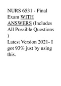 NURS 6531 Final Exam New Version 2021 - Walden University 