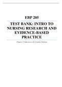 EBP 205 TEST BANK INTRO TO NURSING RESEARCH AND EVIDENCE-BASED PRACTICE Chapters 1-6 Questions with Complete Solutions