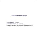 NURS 6640 Final Exam (5 Versions, 375 Q & A, Latest-2020/2021) / NURS 6640N Final Exam / NURS6640 Final Exam / NURS-6640N Final Exam |100% Correct Q & A, Download to Secure HIGHSCORE|