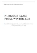 WALDEN UNIVERSITY - NRNP 6635 Mid term 2021 | NURS 6635 MIDTERM PMHNP | NURS 6635 EXAM FINAL, WINTER 2021 | NRNP 6635 Final Exam 2021 ( Exam Elaborations With Complete Solutions All Graded A)