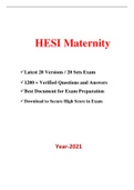 HESI RN Maternity and Obstetrics Exam (20 Versions, 1200+ Q & A, Year-2021) | RN HESI Maternity and Obstetrics Exam | Maternity and Obstetrics HESI RN Exam |Best Document for HESI Exam |