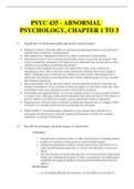 PSYC 435 - Abnormal Psychology, CHAPTER 1 to 3, Complete latest Test bank Questions and Answers, A+