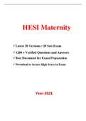 HESI RN Maternity Exam (20 Versions, 1200+ Q & A, Latest-2021) / RN HESI Maternity Exam / Maternity HESI RN Exam |Best Document for HESI Exam |