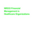 NR533 Financial Management in Healthcare Organizations