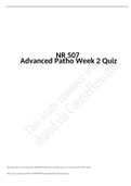 NR 507  Advanced Patho Week 2 Quiz _All answers 100% correct|Chamberlain college of nursing 