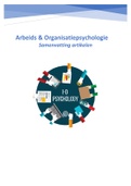 Arbeids- en Organisatiepsychologie deel 1 + deel 2 hoorcolleges én artikelen