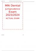 2 MN Dental Jurisprudence Exam 2023-2024 Actual EXAM