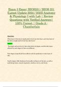 Exam 3: BIOS251 / BIOS 251 Anatomy & Physiology I with Lab (Latest 2024 / 2025 Updates STUDY BUNDLE WITH COMPLETE SOLUTIONS) | 100% Correct | Grade A - Chamberlain