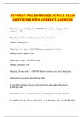 SKYWEST PRE-ENTRANCE ACTUAL EXAM QUESTIONS WITH CORRECT ANSWERS