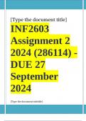 INF2603 Assignment 2 (COMPLETE ANSWERS) 2024 (286114) - DUE 27 September 2024