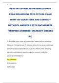 HESI RN ADVANCED PHARMACOLOGY  EXAM BRANDNEW 2024 ACTUAL EXAM  WITH 100 QUESTIONS AND CORRECT  DETAILED ANSWERS WITH RATIONALES  (VERIFIED ANSWERS) [ALREADY GRADED  A+] 