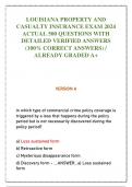 LOUISIANA PROPERTY AND CASUALTY INSURANCE EXAM 2024 ACTUAL 500 QUESTIONS WITH DETAILED VERIFIED ANSWERS (100% CORRECT ANSWERS) / ALREADY GRADED A+