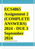 ECS4865 Assignment 2 Full Solutions 2024 - DUE 3 September 2024 ;100 % TRUSTED workings, Expert Solved, Explanations and Solutions