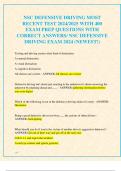 NSC DEFENSIVE DRIVING MOST  RECENT TEST 2024/2025 WITH 400  EXAM PREP QUESTIONS WITH  CORRECT ANSWERS/ NSC DEFENSIVE  DRIVING EXAM 2024 (NEWEST!)