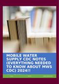 MOBILE WATER SUPPLY CDC NOTES (EVERYTHING NEEDED TO KNOW ABOUT MWS CDC) 2024!!