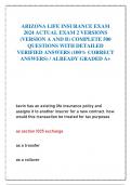 ARIZONA LIFE INSURANCE EXAM 2024 ACTUAL EXAM 2 VERSIONS (VERSION A AND B) COMPLETE 500 QUESTIONS WITH DETAILED VERIFIED ANSWERS (100% CORRECT ANSWERS) / ALREADY GRADED A+