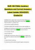 NUR 180 FINAL hondros | Questions and Correct Answers | Latest Update 2024/2025 | Graded A+