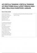 ATI CRITICAL THINKING /CRITICAL THINKING ATI PROCTORED EXAM LATEST VERSION 2024-2025 | REAL EXAM QUESTIONS | AGRADE