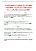 Hubspot Inbound Marketing Cert Exam Comprehensive Questions with Correct Answers Full Score Granted 100%