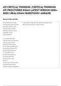 ATI CRITICAL THINKING /CRITICAL THINKING ATI PROCTORED EXAM LATEST VERSION 2024-2025 | REAL EXAM QUESTIONS | AGRADE