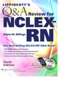 Lippincotts Q&A Review for NCLEX-RN 10th Edition| COMPLETE SOLUTIONS EXCELLENT FOR EXAM PRACTICE| DOWNLOAD FOR GRADE A+