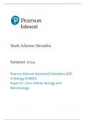 Mark Scheme (Results) Summer 2024 Pearson Edexcel Advanced Subsidiary GCE In Biology B (8BI0) Paper 01: Core Cellular Biology and Microbiology