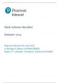 Mark Scheme (Results) Summer 2024 Pearson Edexcel Advanced Subsidiary In Biology B (8BI0) Paper 02: Core Physiology and Ecology