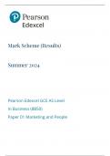 Mark Scheme (Results) Summer 2024 Pearson Edexcel Advanced Subsidiary In Biology B (8BI0) Paper 02: Core Physiology and Ecology