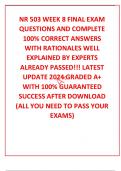 NR 503 WEEK 8 FINAL EXAM QUESTIONS AND COMPLETE 100% CORRECT ANSWERS WITH RATIONALES WELL EXPLAINED BY EXPERTS ALREADY PASSED!!! LATEST UPDATE 2024 GRADED A+ WITH 100% GUARANTEED SUCCESS AFTER DOWNLOAD (ALL YOU NEED TO PASS YOUR EXAMS)