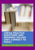 CMFGA PRACTICE QUESTIONS AND ANSWERS SOLVED 100% CORRECT TO PASS!!