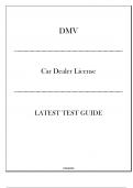 DMV - Car Dealer License - Latest Test Guide 2024