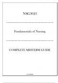 (SU) NSG3023 Fundamentals of Nursing - Complete Midterm Guide 20242025